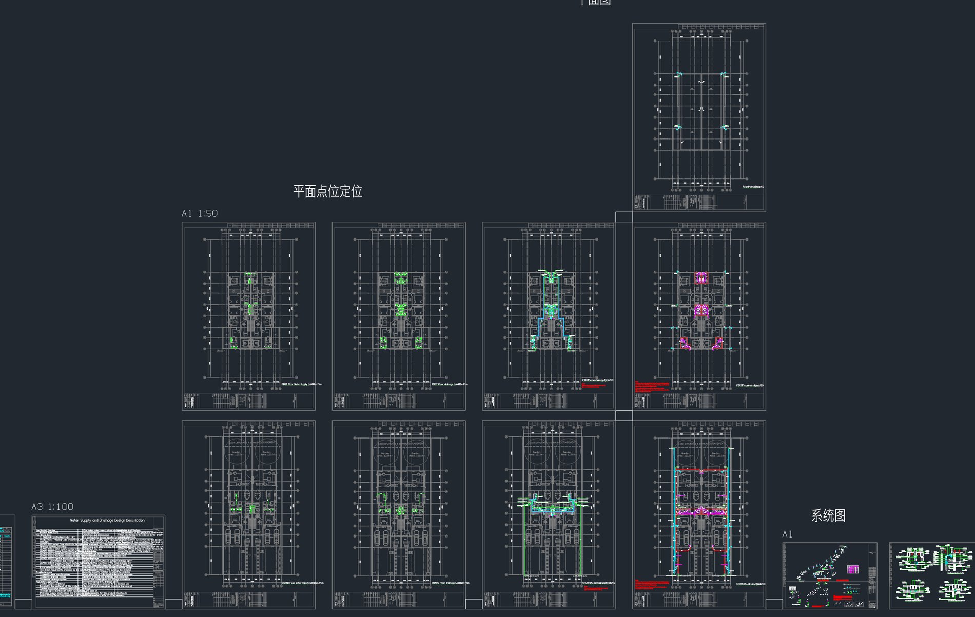 给排水图纸（彩色渲染）